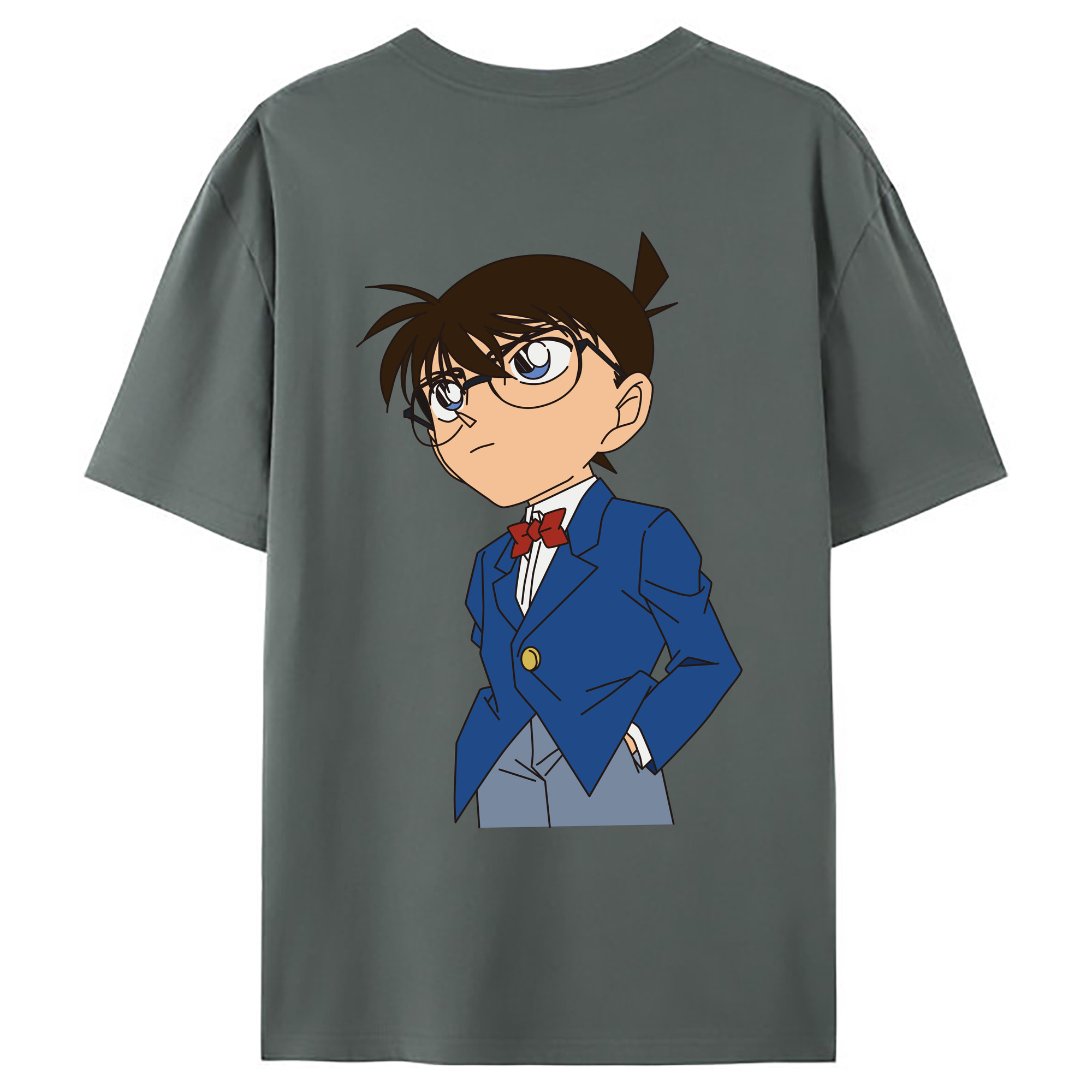 （画像用） 名探偵コナン 江戸川 コナン Detective Conan Conan Edogawa 綿100％ メンズ半袖Tシャツ（バックプリント） 通気性